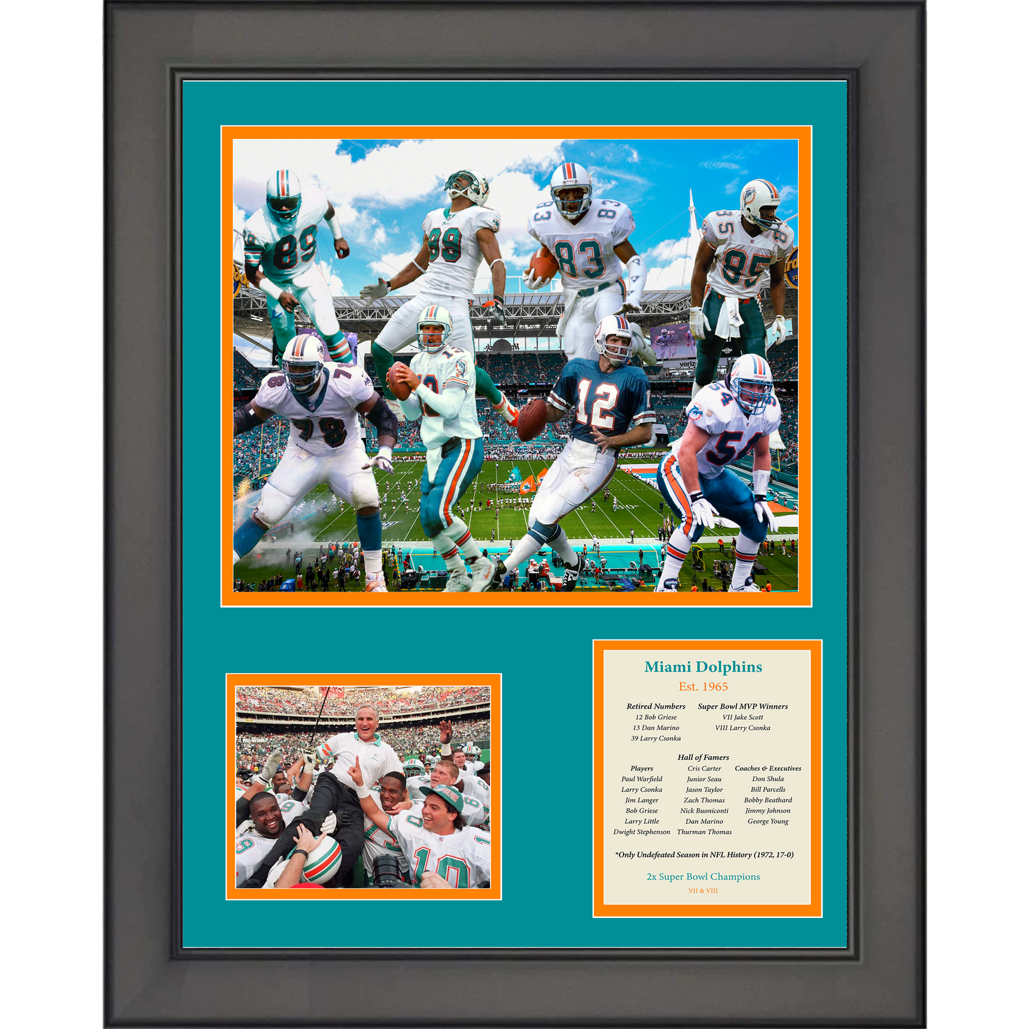 Framed Miami Dolphins All-Time Greats 11"x14" Football Three Photo Collage