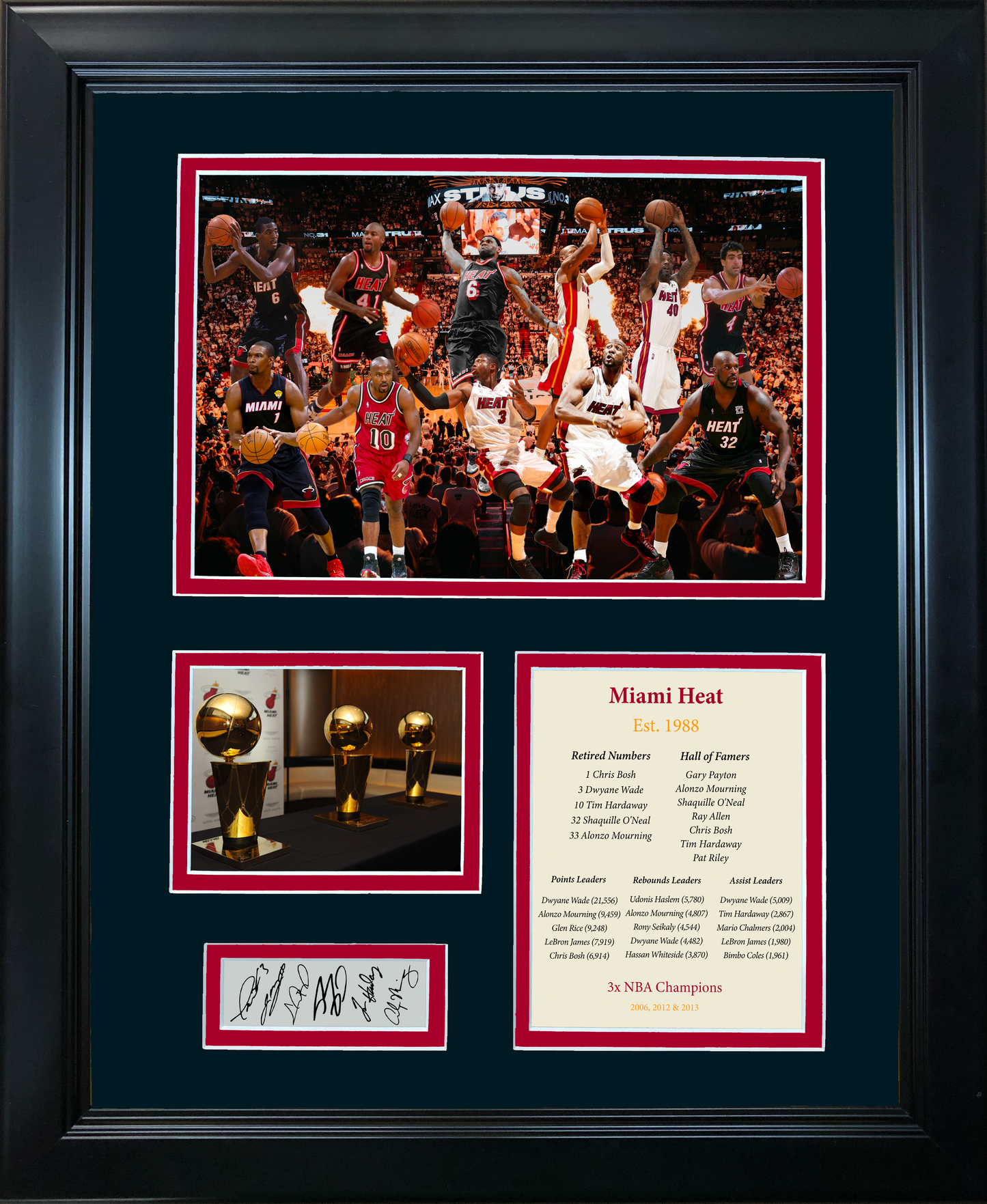 Framed Miami Heat All-Time Greats Facsimile Laser Engraved Signature Auto 11"x14" Basketball Photo Sig Collage