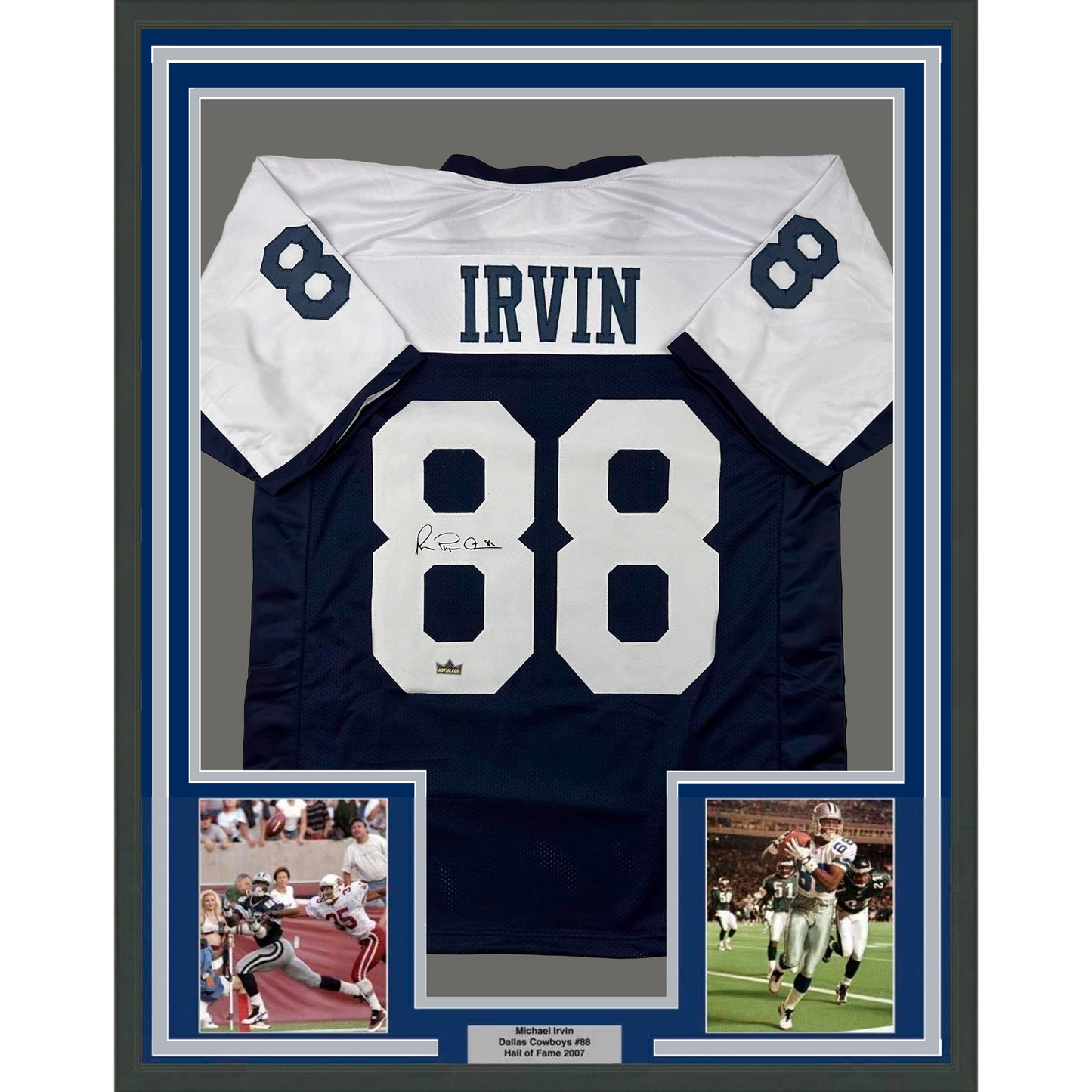 Framed Facsimile Autographed Michael Irvin 35x39 Dallas Thanksgiving Day Reprint Laser Auto Football Jersey