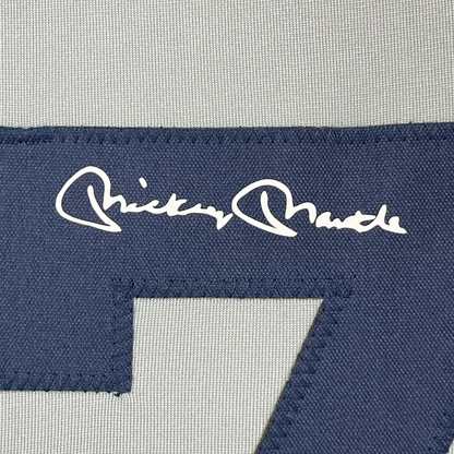 Framed Facsimile Autographed Mickey Mantle 35x39 New York Grey Reprint Laser Auto Baseball Jersey