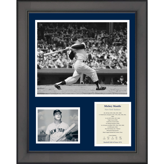 Framed Mickey Mantle Hall of Fame Baseball 11"x14" Three Photo Collage