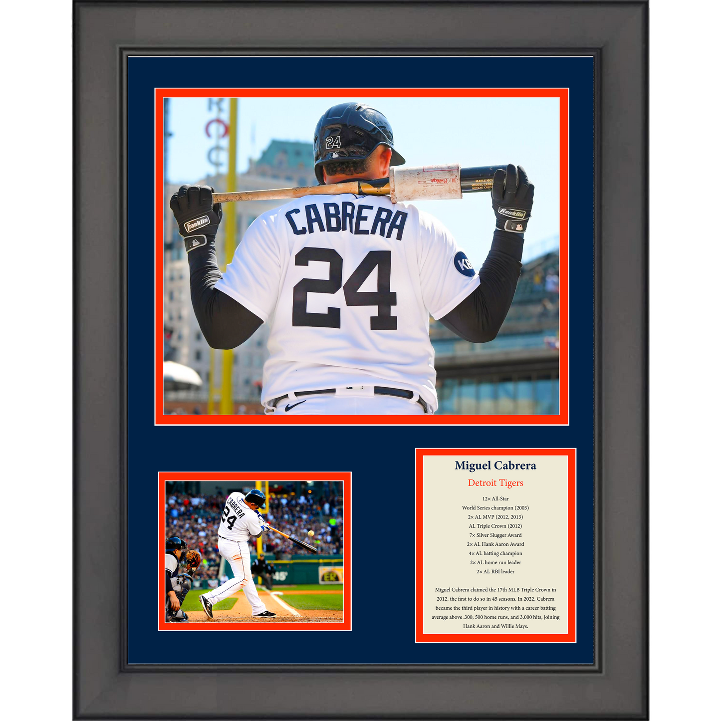 Framed Miguel Cabrera Detroit Tigers Baseball 11"x14" Three Photo Collage
