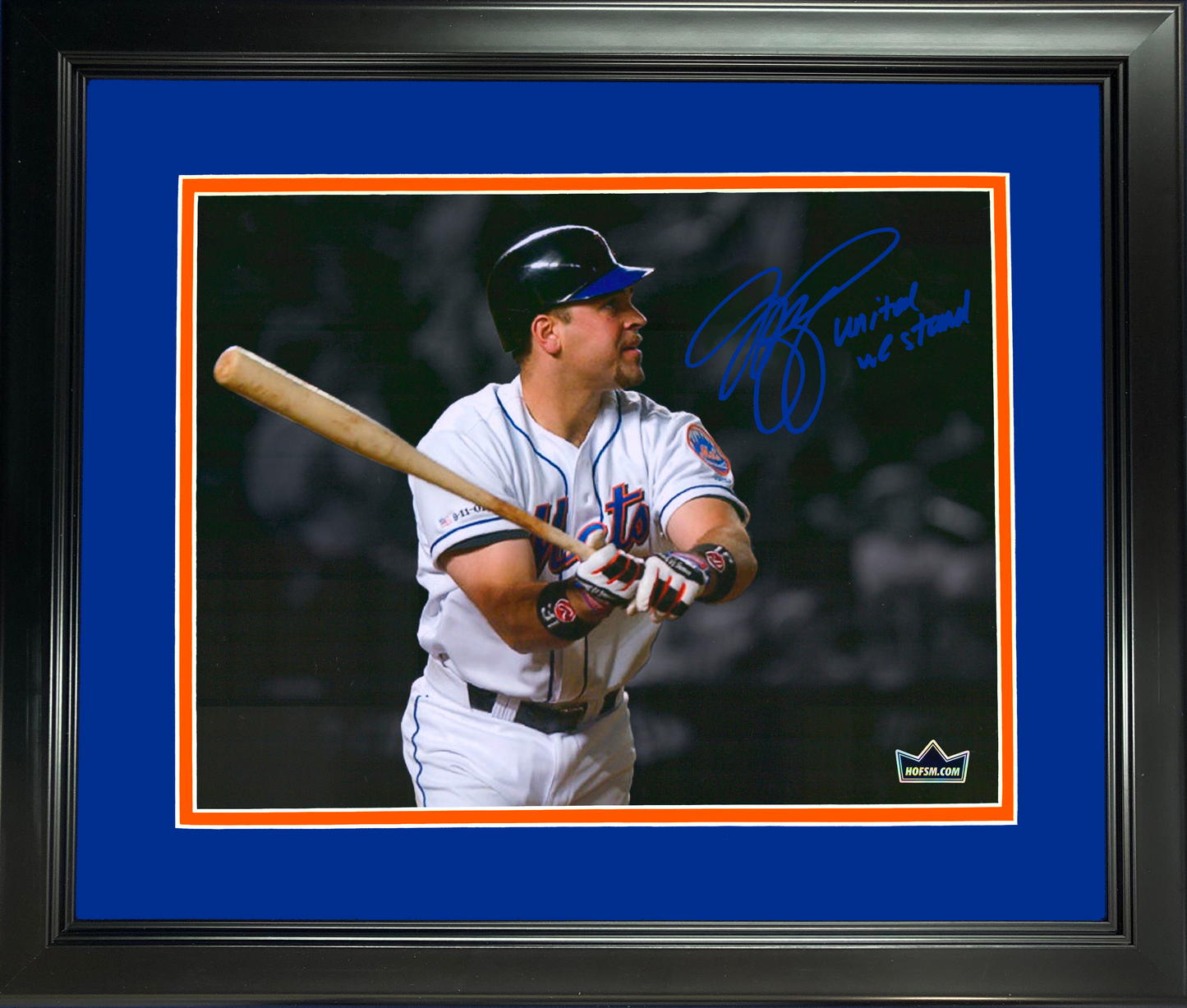 Framed Mike Piazza  United We Stand  9/11 Home Run New York Mets Facsimile Laser Engraved Signature Auto 11"x14" Baseball Photo HOFSM Holo