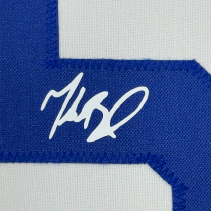 Framed Facsimile Autographed Mookie Betts 35x39 Los Angeles LA White Reprint Laser Auto Baseball Jersey