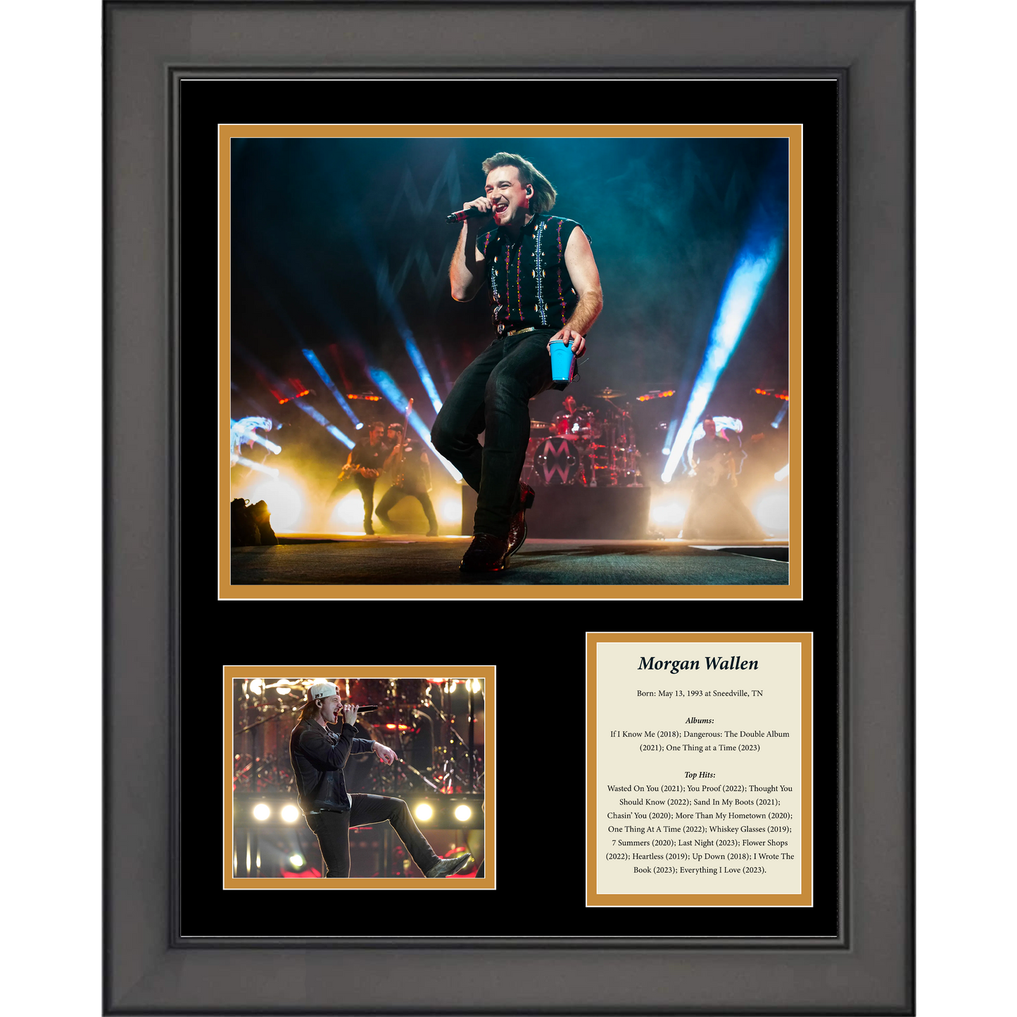 Framed Country Singer Discography 11"x14" Music Three Photo Collage