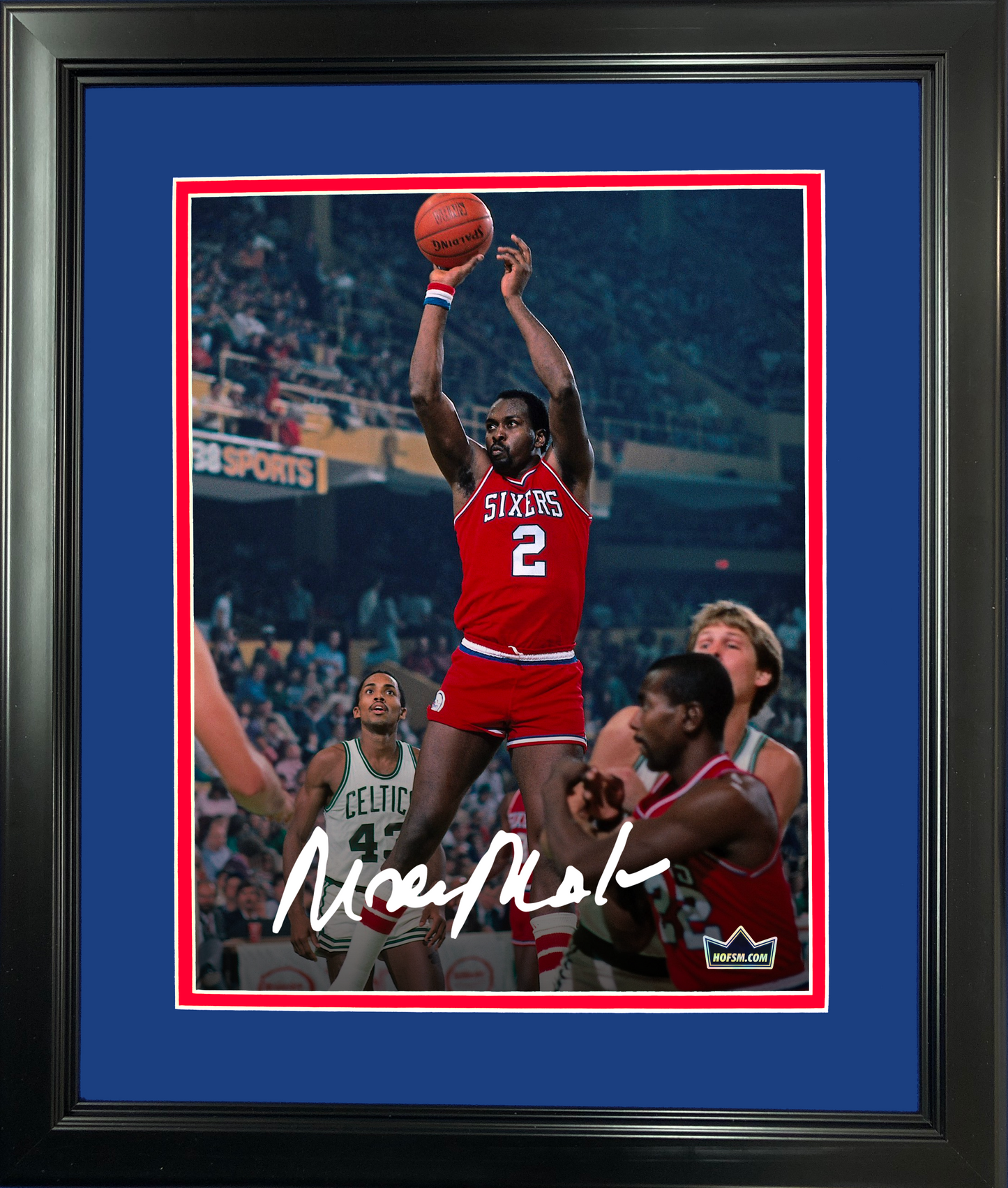 Framed Moses Malone Facsimile Laser Engraved Signature Auto 11"x14" Basketball Photo HOFSM Holo