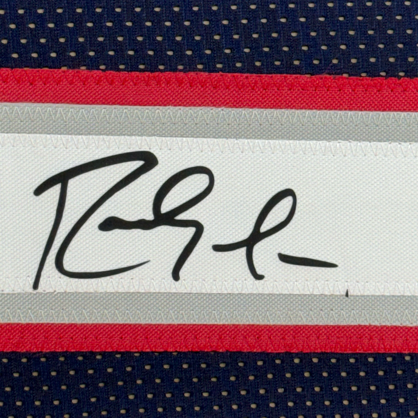 Framed Facsimile Autographed Randy Moss 35x39 New England Blue Reprint Laser Auto Football Jersey
