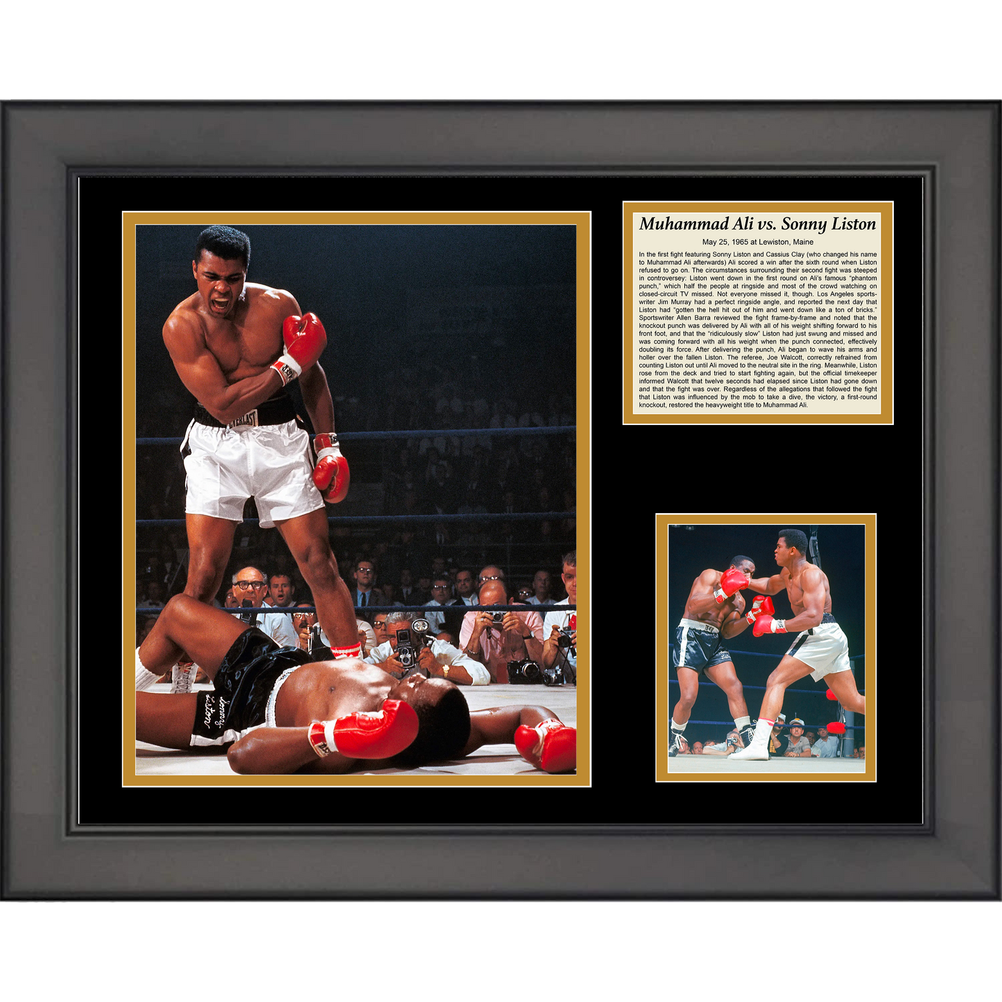 Framed Muhammad Ali vs Sonny Liston Boxing Match 11"x14" Three Photo Collage