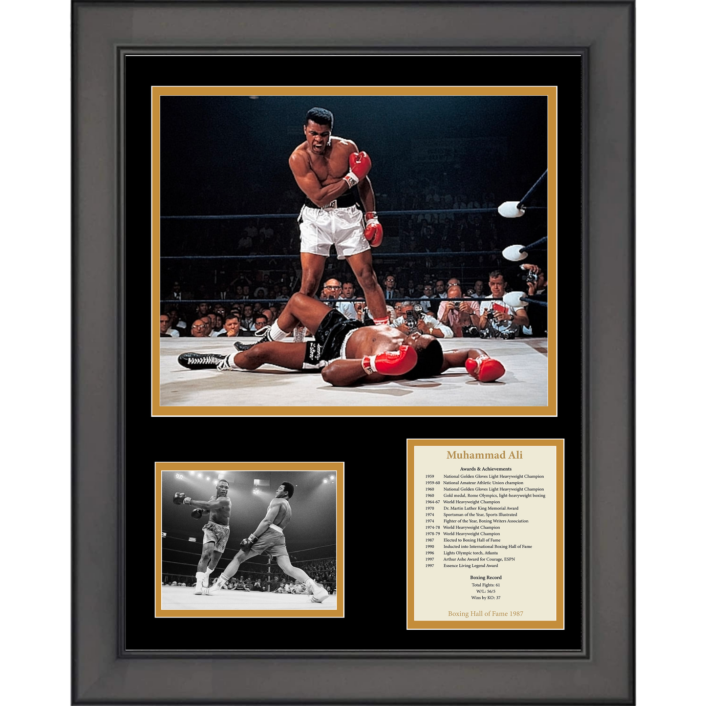 Framed Muhammad Ali Hall of Fame Boxing 11"x14" Three Photo Collage