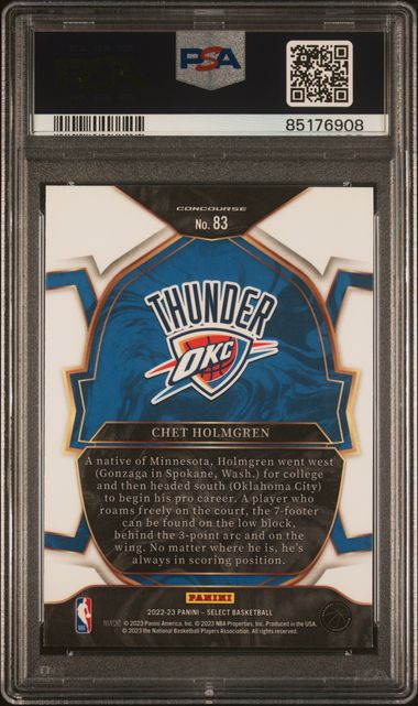 Graded 2022 Panini Select Chet Holmgren #83 Rookie RC Basketball Card PSA 10 Gem Mint