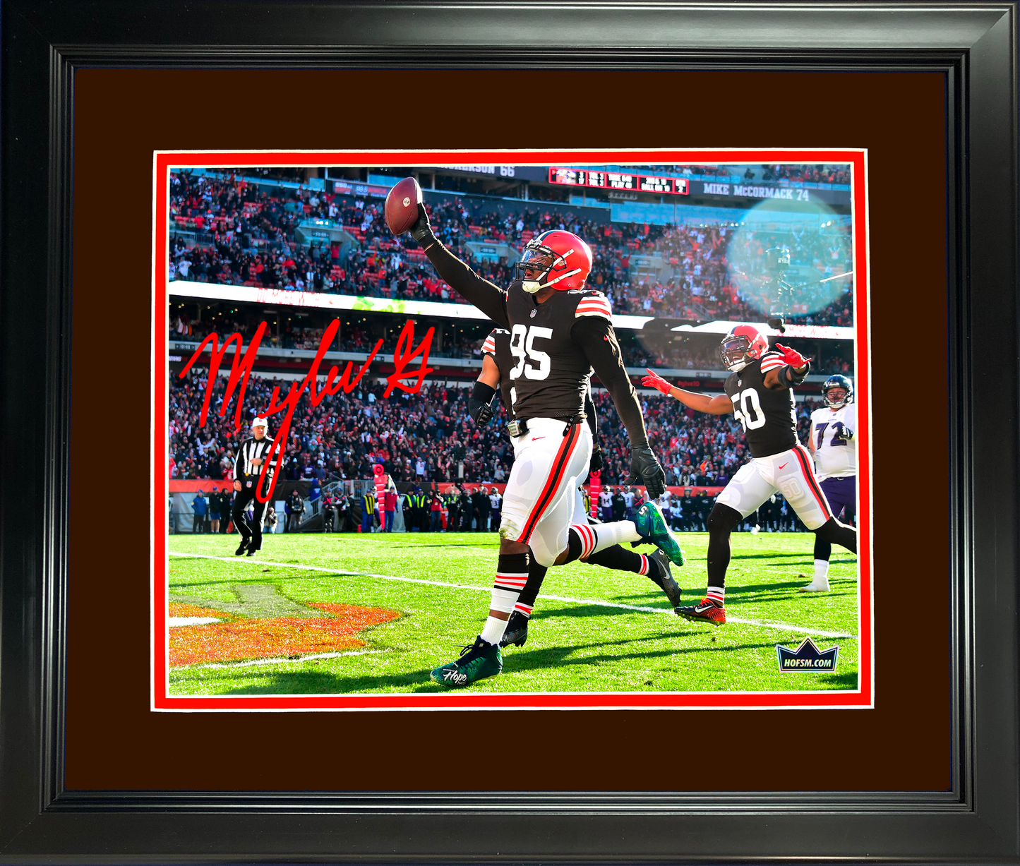 Framed Myles Garrett Facsimile Laser Engraved Signature Auto Cleveland Browns 11"x14" Football Photo HOFSM Holo