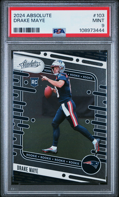 Graded 2024 Panini Absolute Drake Maye #103 Rookie RC Football Card PSA 9 Mint