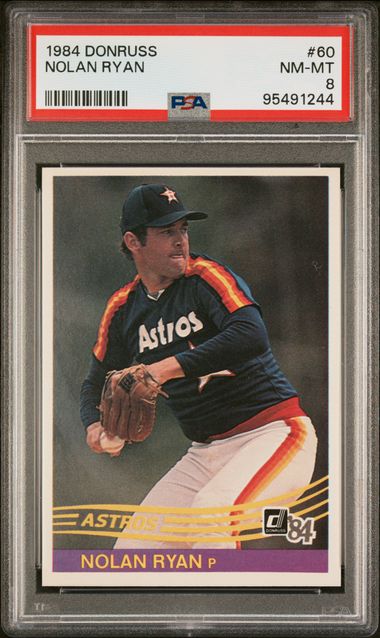 Graded 1984 Donruss Nolan Ryan #60 Baseball Card PSA 8 NM-MT