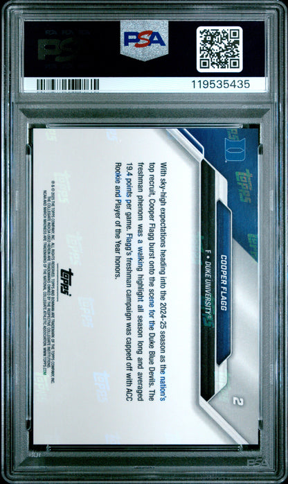 Graded 2024 Topps Bowman U Now Cooper Flagg #2 March Madness Black Rookie RC Basketball Card PSA 10 Gem Mint