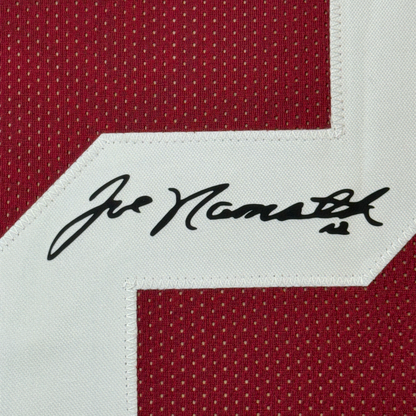 Framed Facsimile Autographed Joe Namath 35x39 Alabama Red Reprint Laser Auto College Football Jersey