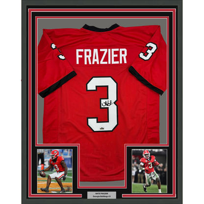 Framed Facsimile Autographed Nate Frazier 35x39 Georgia Red Reprint Laser Auto College Football Jersey