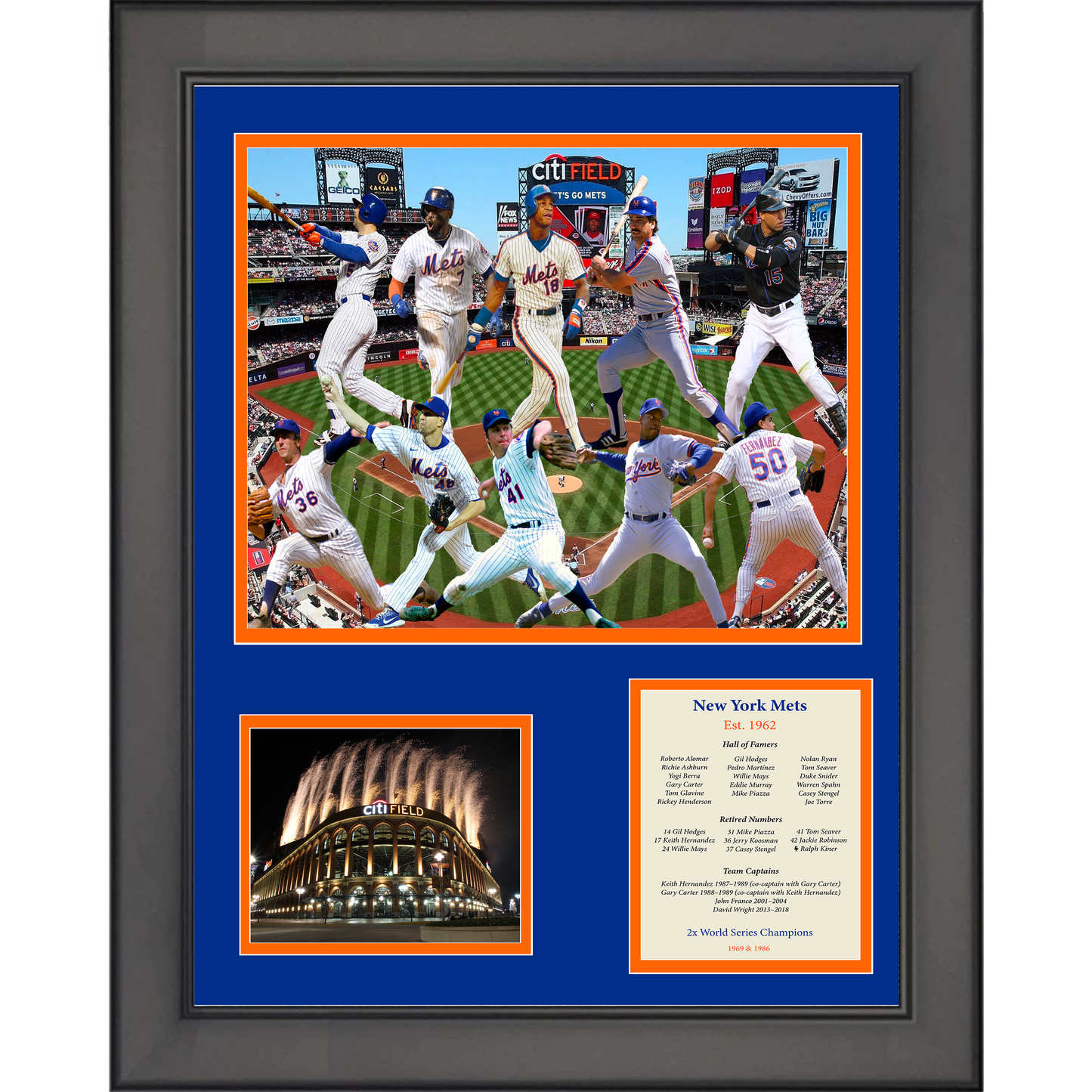 Framed New York Mets All-Time Greats 11"x14" Baseball Three Photo Collage