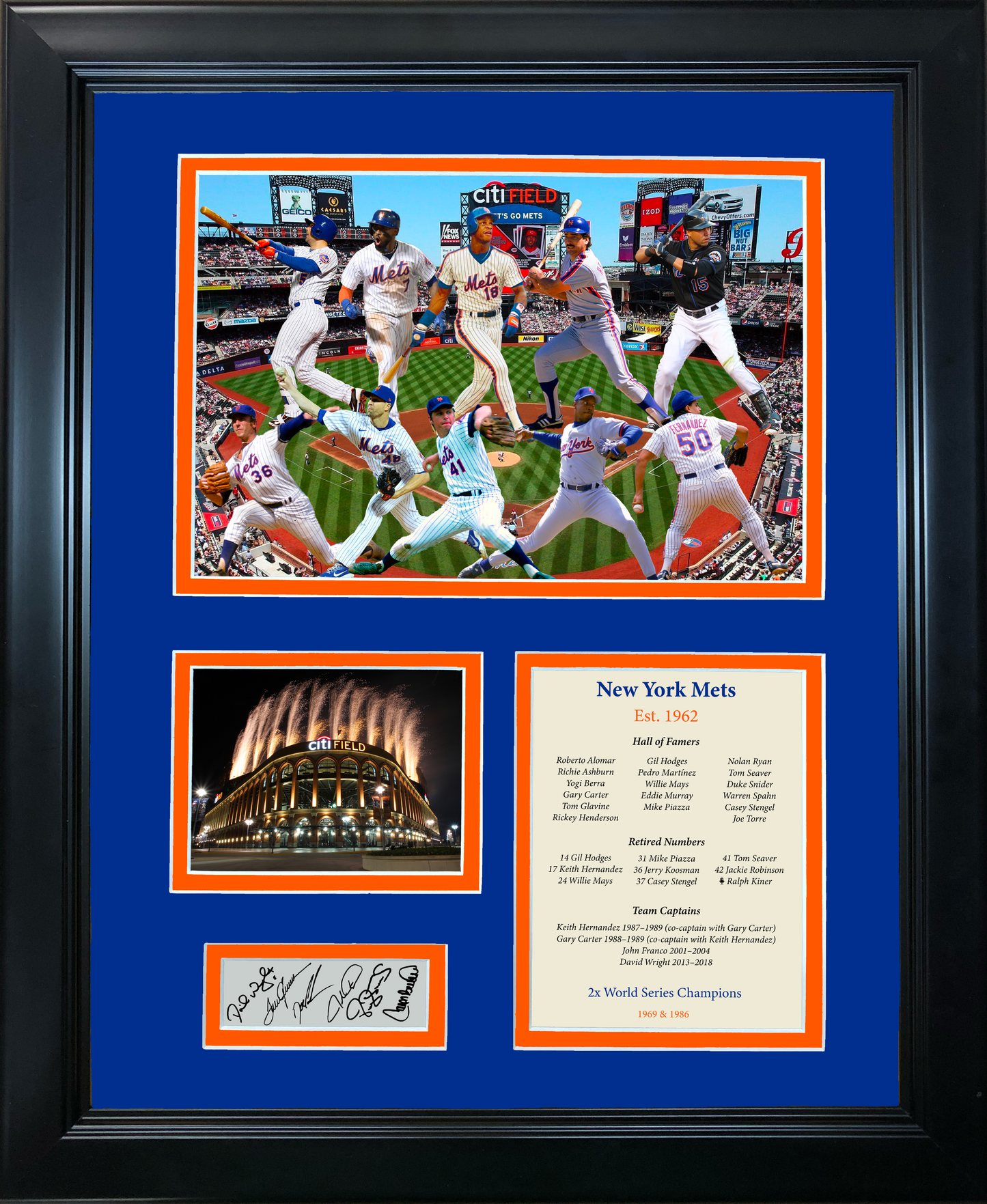 Framed New York Mets All-Time Greats Facsimile Laser Engraved Signature Auto 11"x14" Baseball Photo Sig Collage