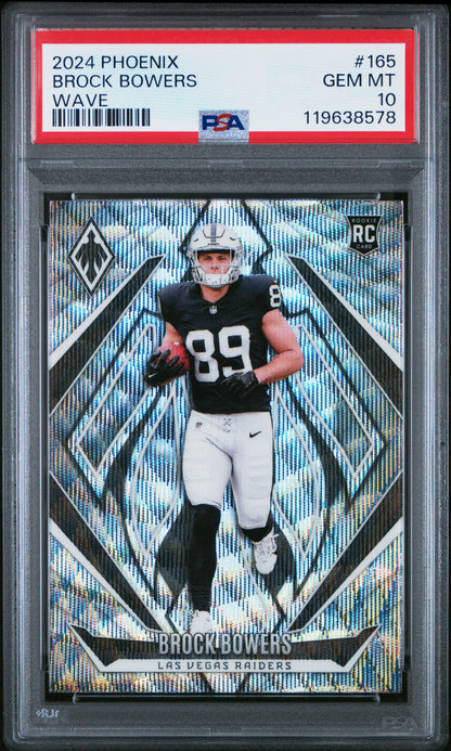 Graded 2024 Panini Phoenix Brock Bowers #165 Wave Rookie RC Football Card PSA 10 Gem Mint