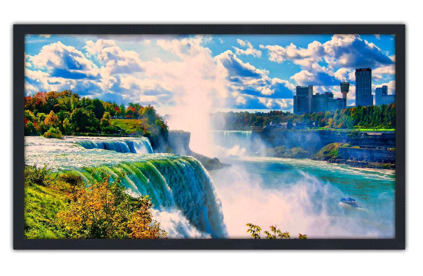 Professionally Framed Niagara Falls USA & Canada Skyline High-Resolution Panoramic Photo 12x22 Wall Art