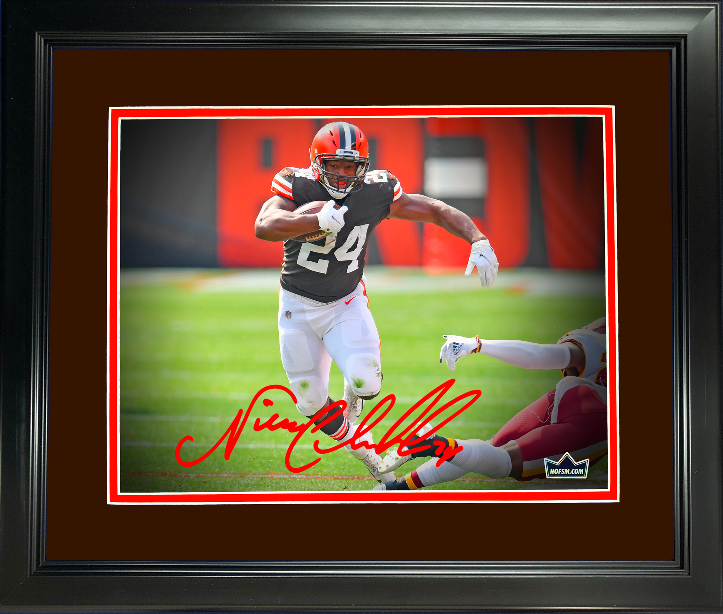 Framed Nick Chubb Facsimile Laser Engraved Signature Auto Cleveland Browns 11"x14" Football Photo HOFSM Holo