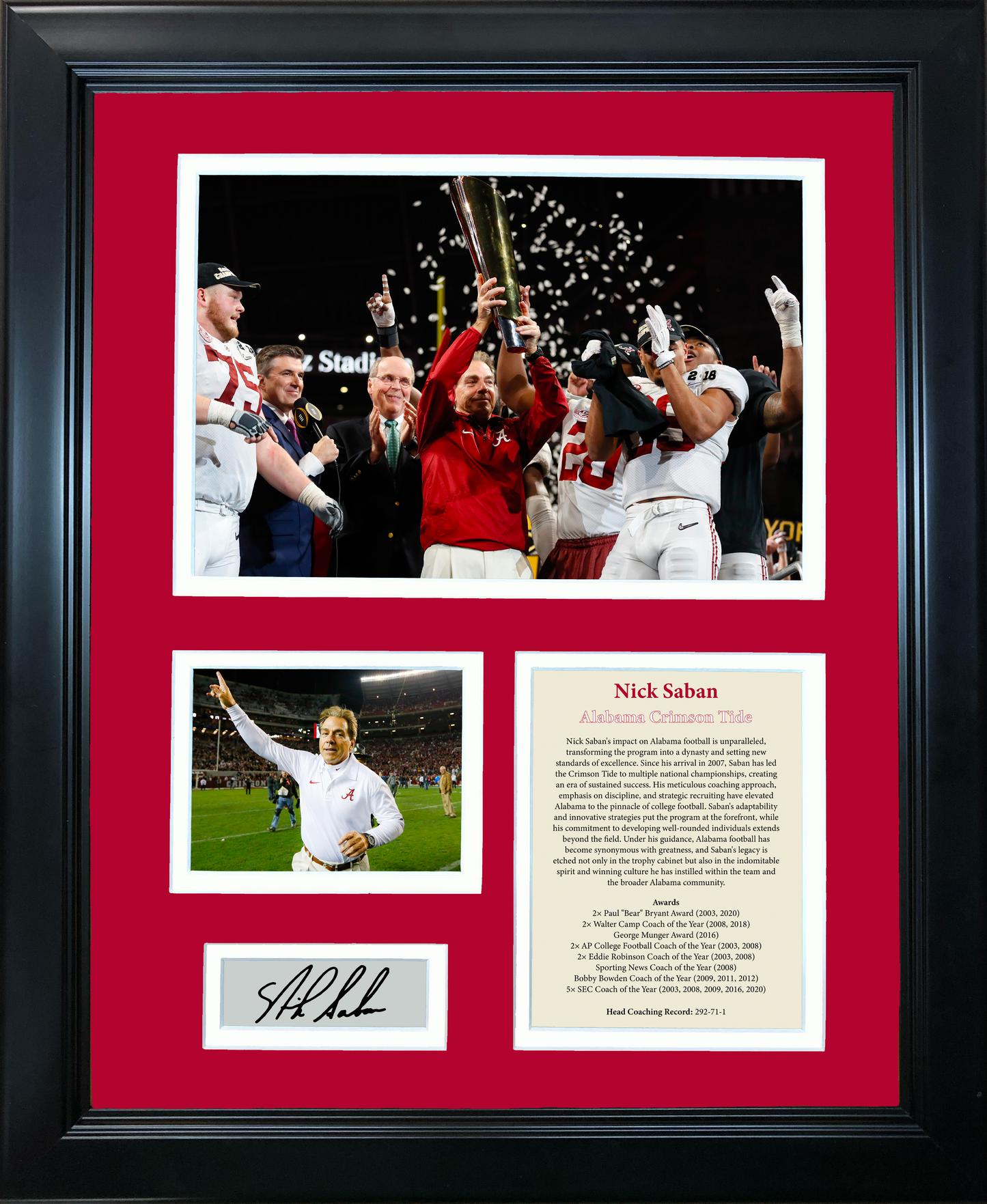 Framed Nick Saban Facsimile Laser Engraved Signature Auto Alabama Crimson Tide 11"x14" College Football Photo Sig Collage