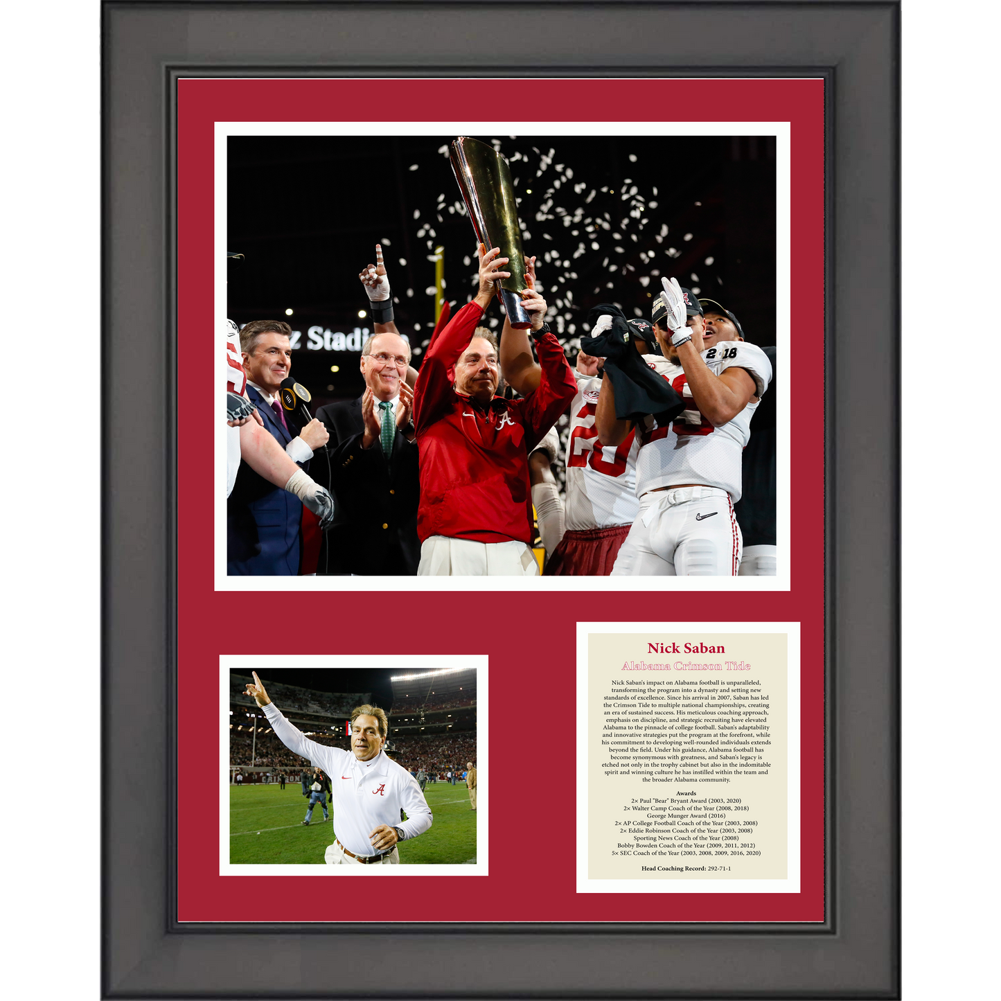 Framed Nick Saban Alabama Crimson Tide 11"x14" College Football Three Photo Collage