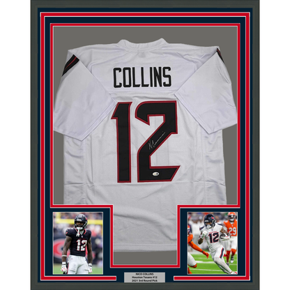 Framed Autographed/Signed Nico Collins 35x39 Houston White Football Jersey JSA COA