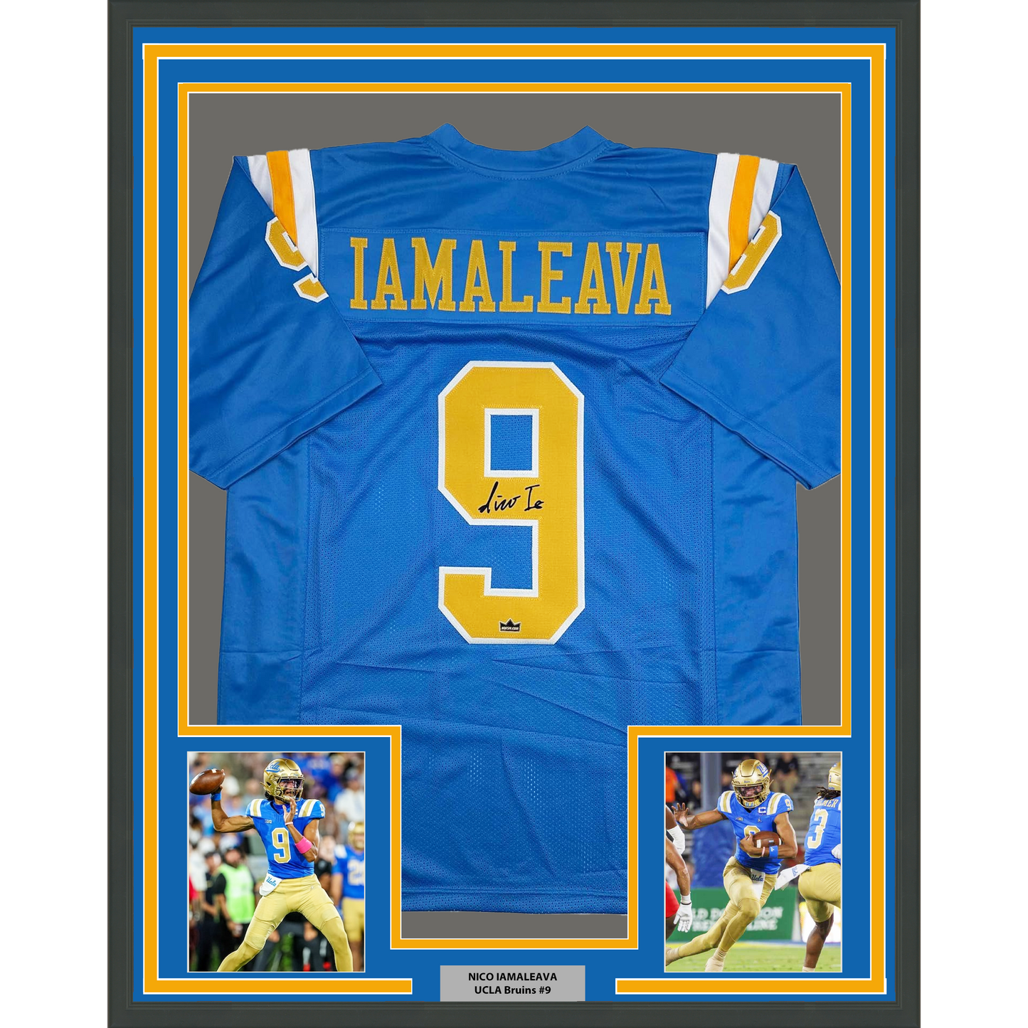 Framed Facsimile Autographed Nico Iamaleava 35x39 UCLA Blue Reprint Laser Auto College Football Jersey