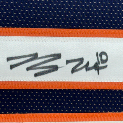Framed Autographed/Signed Bo Nix 35x39 Denver Blue Football Jersey Beckett BAS COA