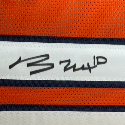Framed Autographed/Signed Bo Nix 35x39 Denver Orange Football Jersey Beckett BAS COA