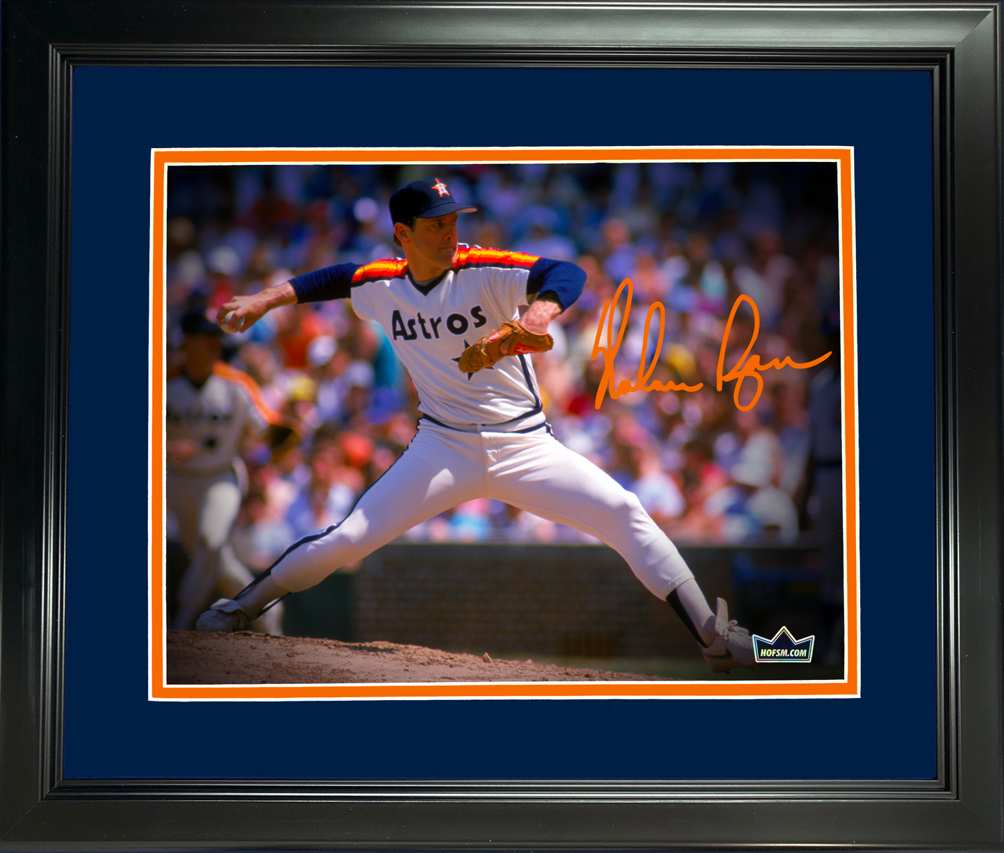 Framed Nolan Ryan Houston Astros Facsimile Laser Engraved Signature Auto 11"x14" Baseball Photo HOFSM Holo