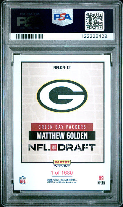 Graded 2025 Panini Instant Matthew Golden #NFLDN12 NFL Draft Night Rookie RC Football Card PSA 10 Gem Mint