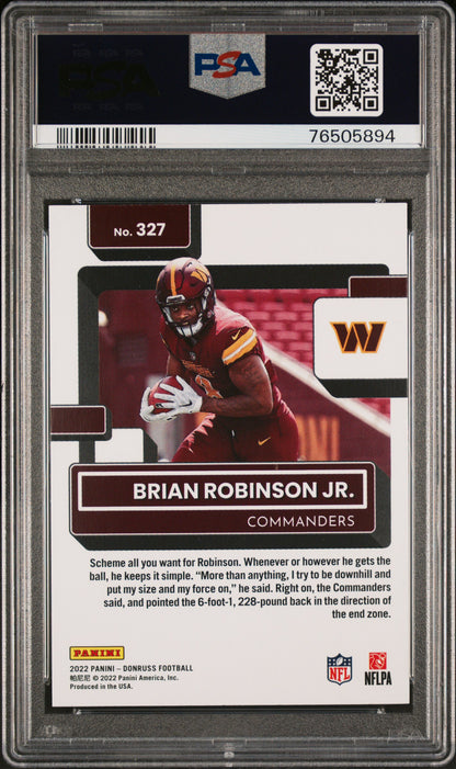 Graded 2022 Panini Donruss Brian Robinson Jr #327 Rookie RC Football Card PSA 10 Gem Mint