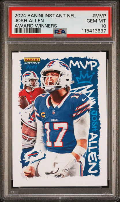 Graded 2024 Panini Instant NFL Josh Allen #MVP Award Winners PSA 10 Gem Mint