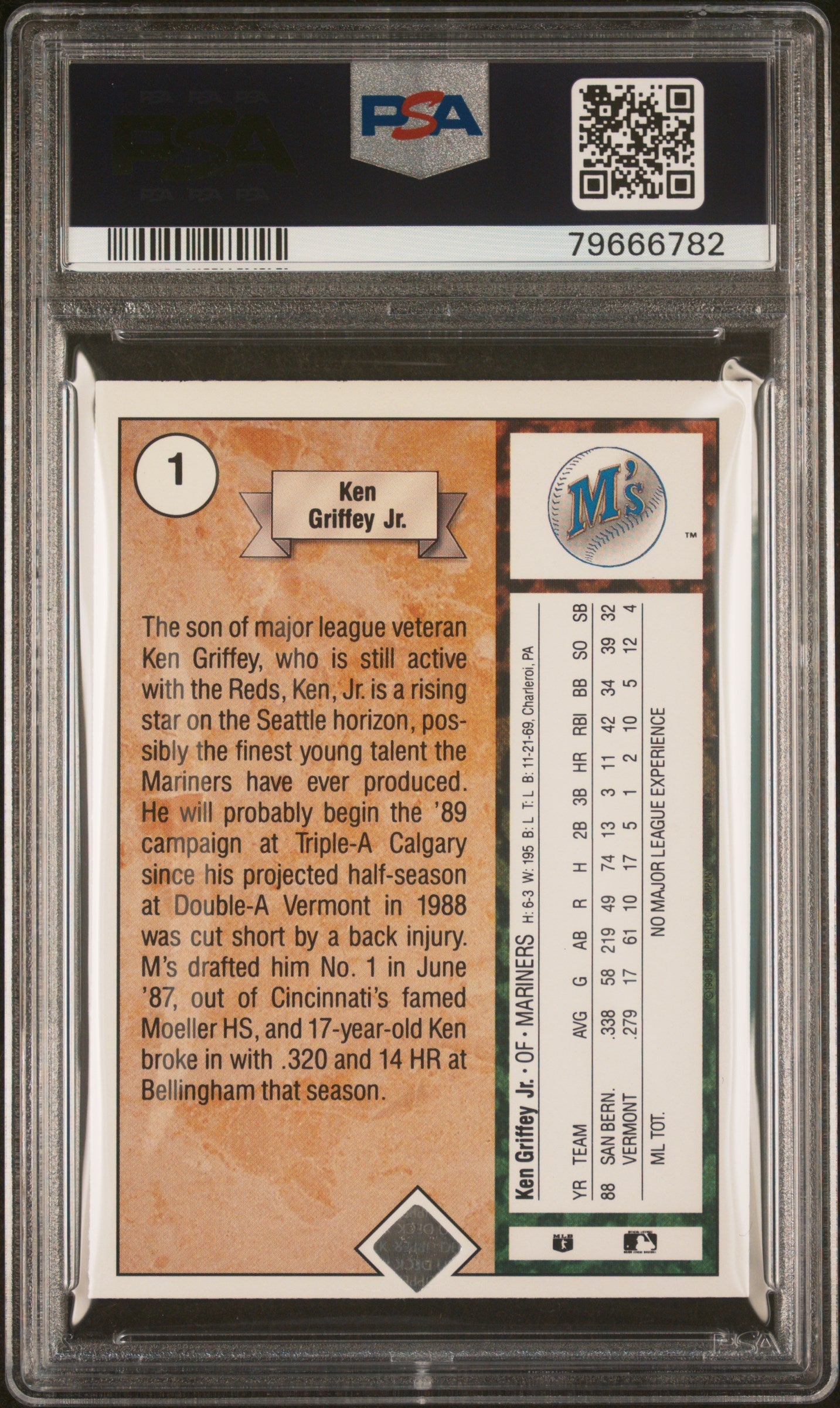 Graded 1989 Upper Deck UD Ken Griffey Jr. #1 Rookie RC Baseball Card PSA 9 Auto Grade Mint
