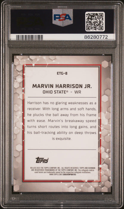 Graded 2023 Topps Bowman U Best Marvin Harrison Jr #ETG8 Elements of the Game Rookie RC Football Card PSA 10 Gem Mint