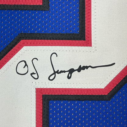 Framed Facsimile Autographed OJ O.J. Simpson 35x39 Buffalo Blue Reprint Laser Auto Football Jersey