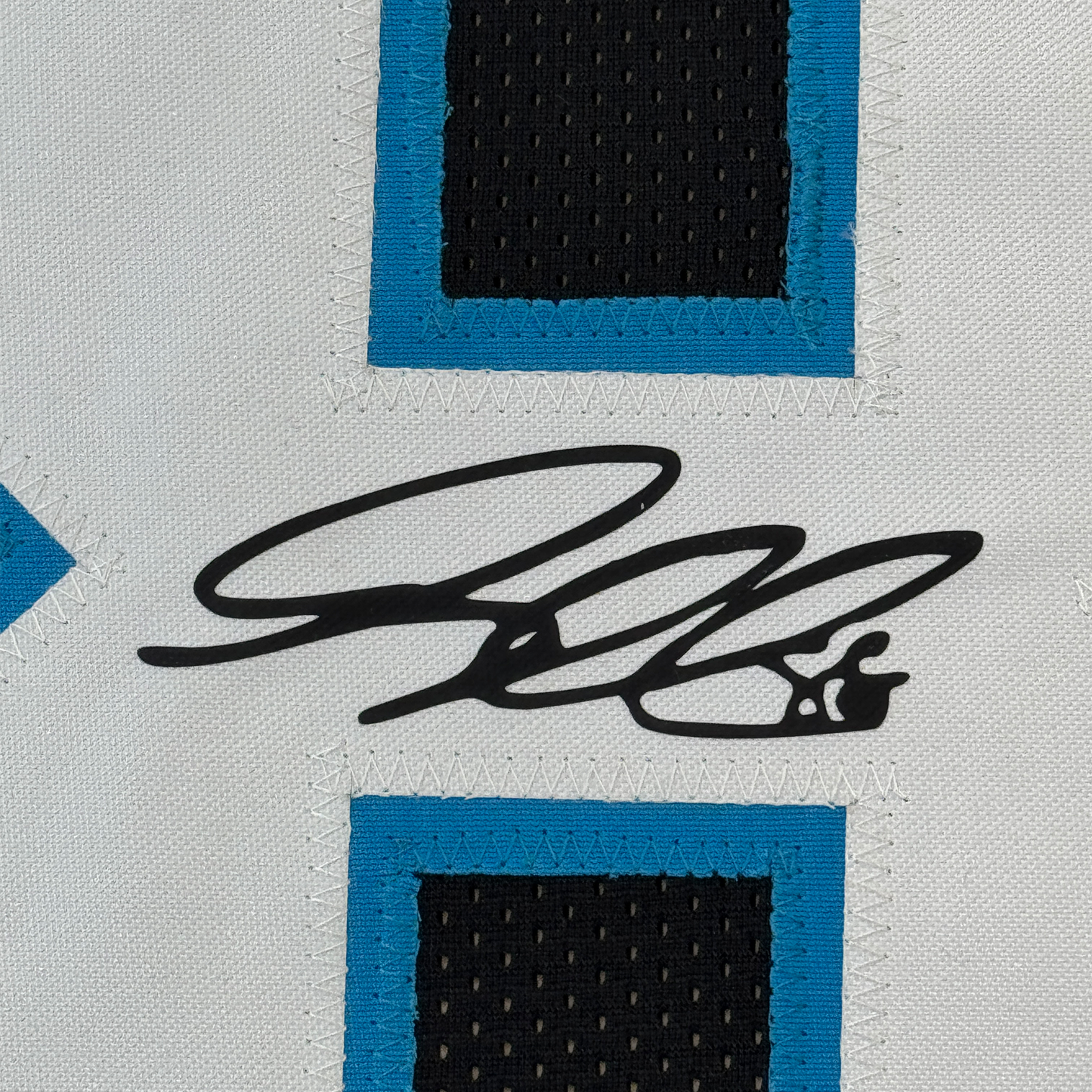 Framed Facsimile Autographed Greg Olsen 35x39 Carolina Black Reprint Laser Auto Football Jersey