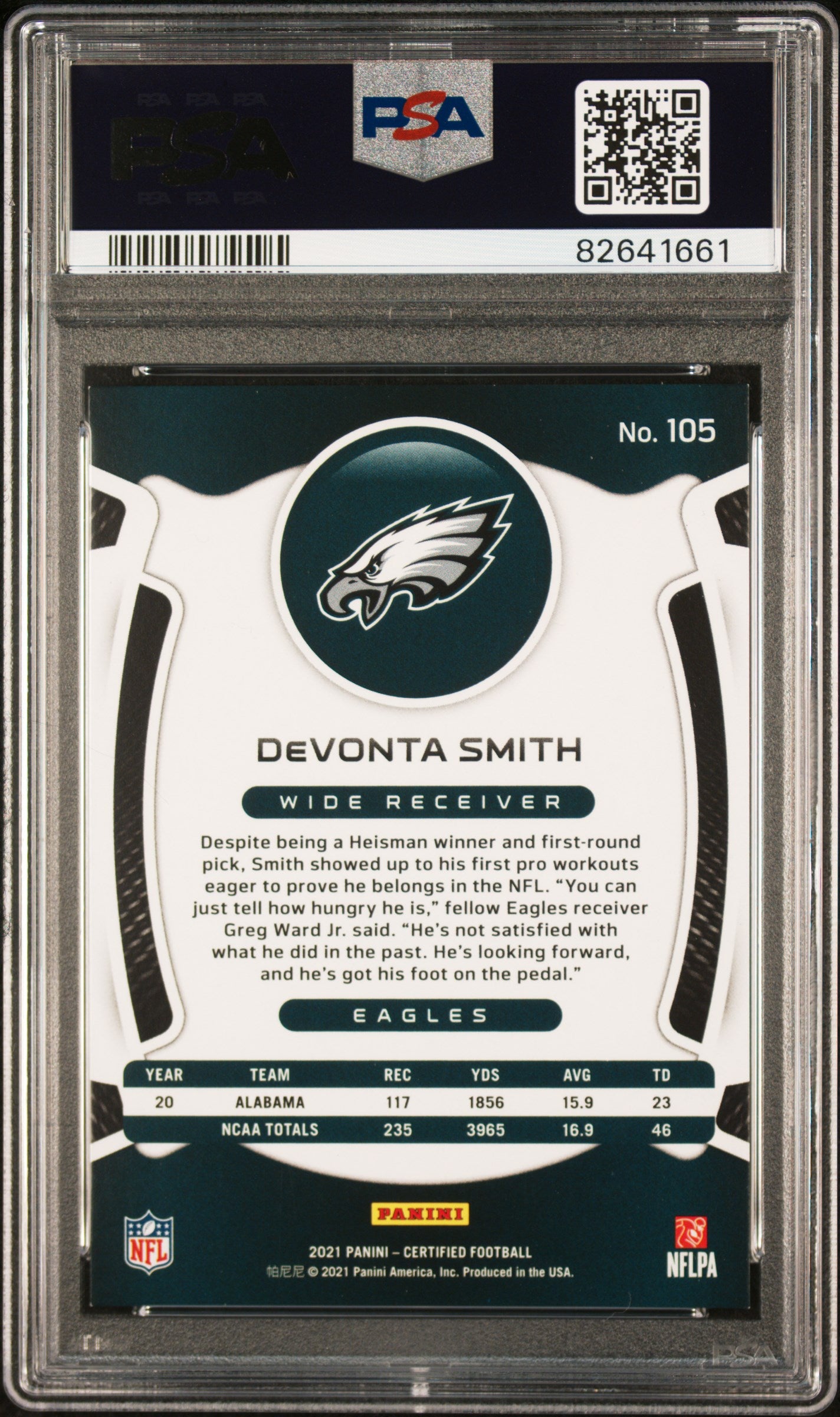 Graded 2021 Panini Certified DeVonta Smith #105 Rookie RC Football Card PSA 10 Gem Mint