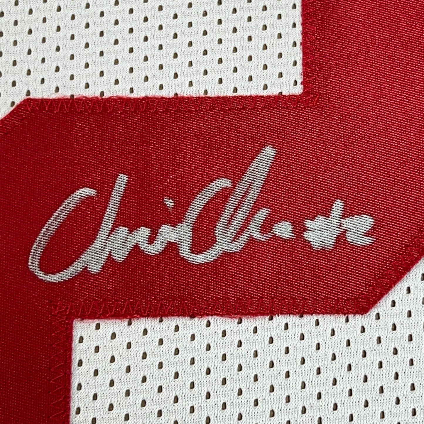 Framed Autographed/Signed Chris Olave 35x39 Ohio State White College Football Jersey JSA COA