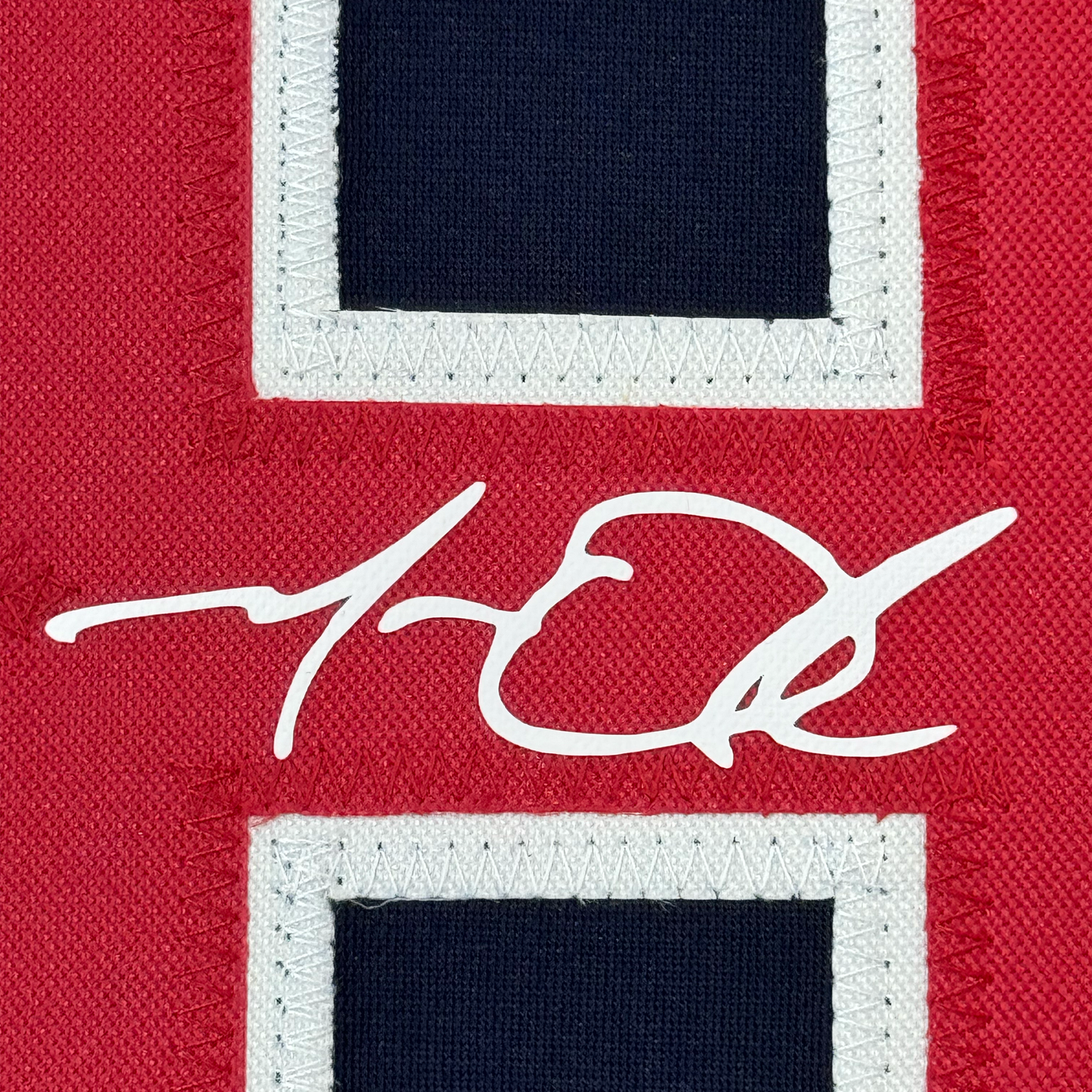 Framed Facsimile Autographed Matt Olson 35x39 Atlanta Blue Reprint Laser Auto Baseball Jersey