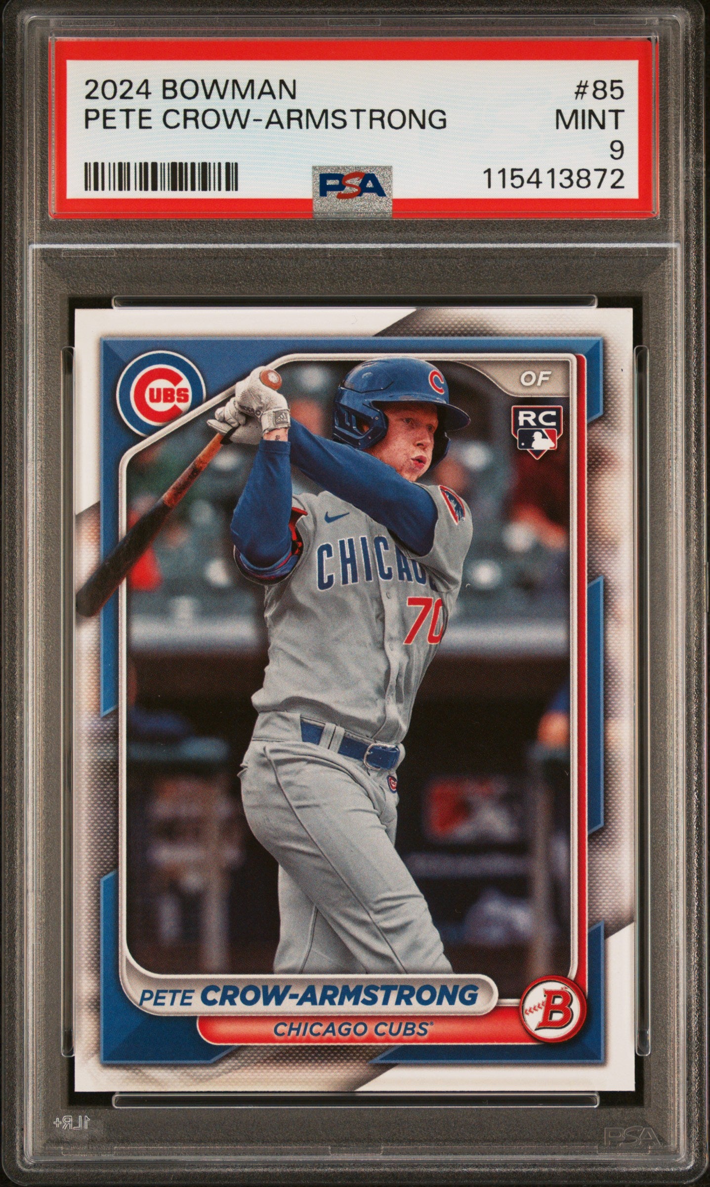 Graded 2024 Topps Bowman Pete Crow Armstrong #85 Rookie RC Baseball Card PSA 9 Mint