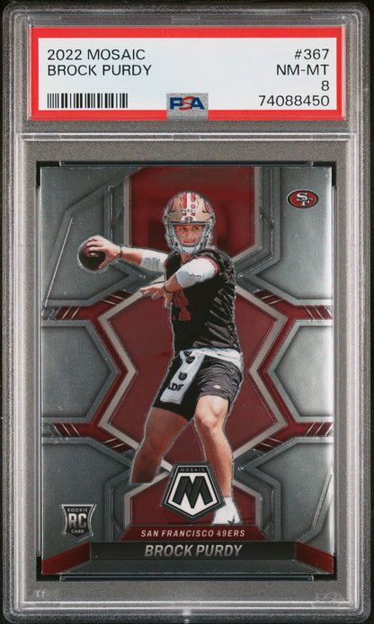 Graded 2022 Panini Mosaic Brock Purdy #367 Rookie RC Football Card PSA 8 Near Mint