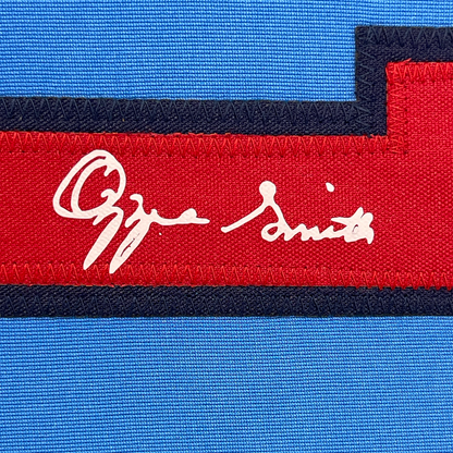 Framed Facsimile Autographed Ozzie Smith 35x39 St. Louis Blue Reprint Laser Auto Baseball Jersey