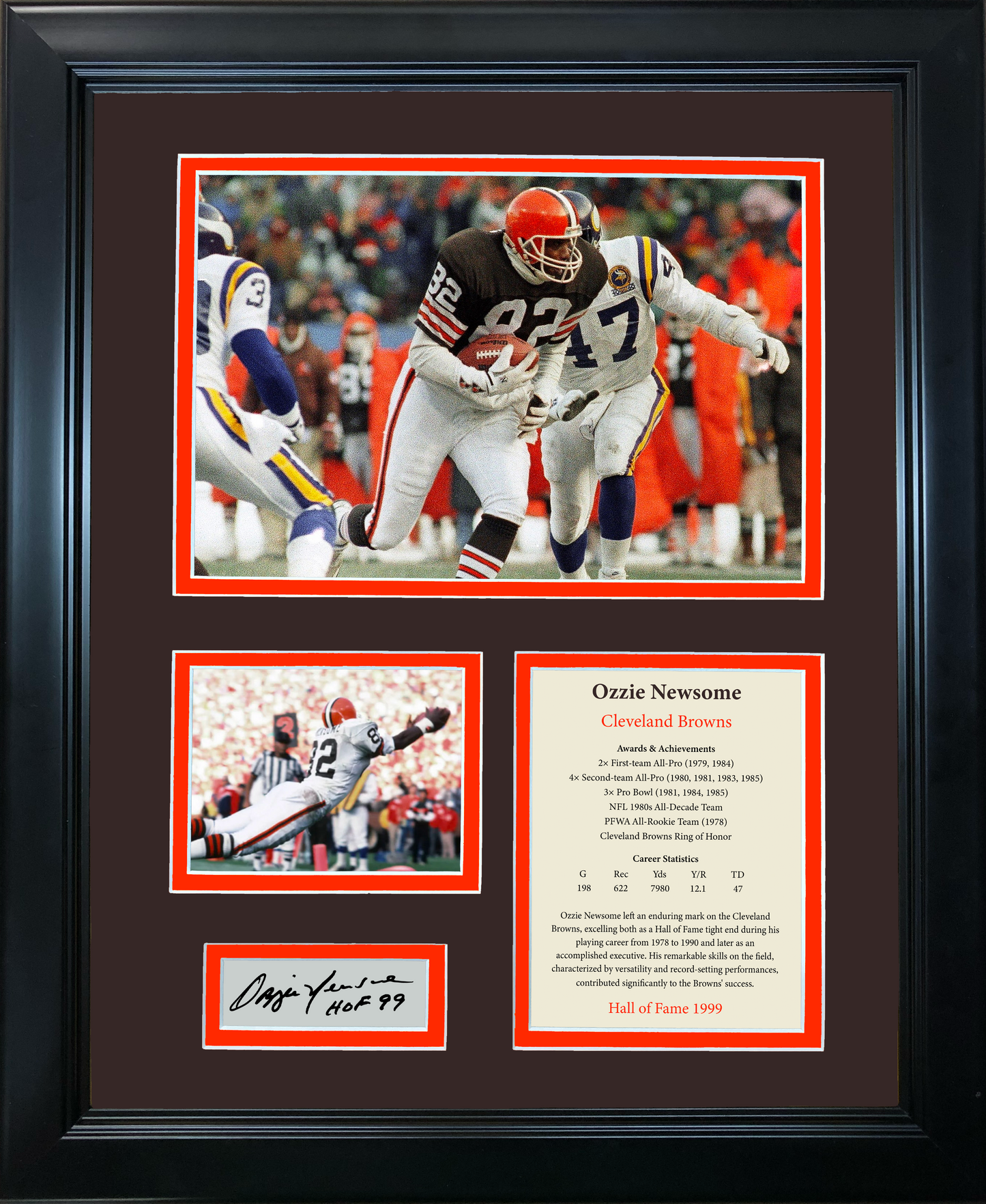 Framed Ozzie Newsome Hall of Fame Facsimile Laser Engraved Signature Auto Cleveland Browns 11"x14" Photo Sig Collage