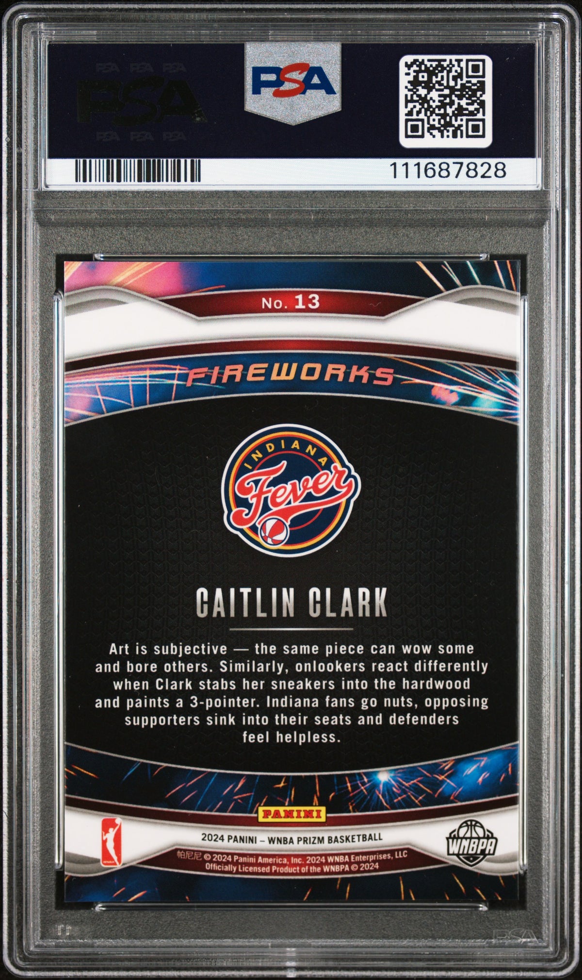 Graded 2024 Panini Prizm Caitlin Clark #13 Fireworks Rookie RC Basketball Card PSA 10 Gem Mint