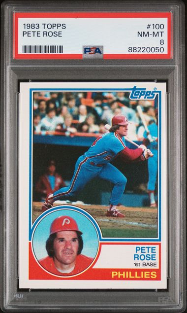Graded 1983 Topps Pete Rose #100 Baseball Card PSA 8 NM-MT