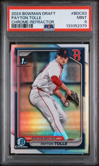 Graded 2024 Topps Bowman Draft Payton Tolle #BDC63 Chrome Refractor Rookie RC Baseball Card PSA 9 Mint