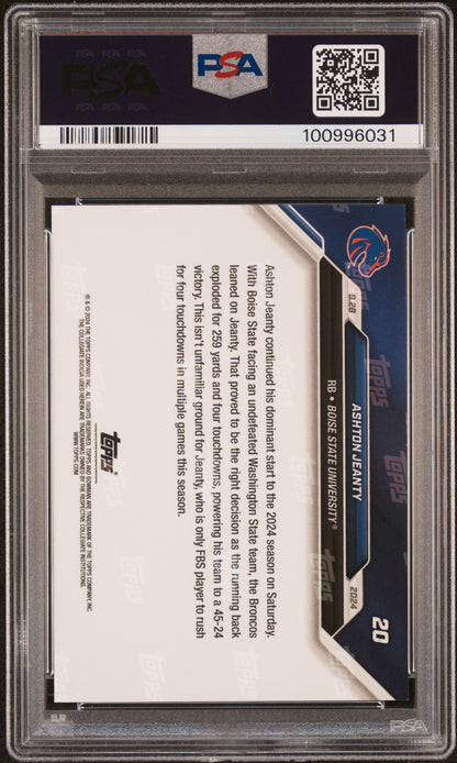 Graded 2024 Topps Bowman U Now Ashton Jeanty #20 Purple #/25 Rookie RC Football Card PSA 10 Gem Mint